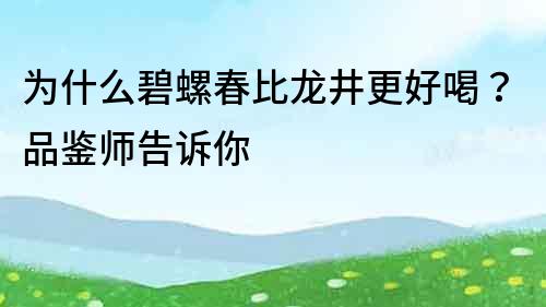 为什么碧螺春比龙井更好喝？品鉴师告诉你