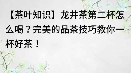 【茶叶知识】龙井茶第二杯怎么喝？完美的品茶技巧教你一杯好茶！