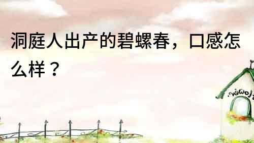 洞庭人出产的碧螺春，口感怎么样？