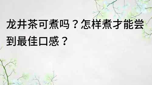 龙井茶可煮吗？怎样煮才能尝到最佳口感？