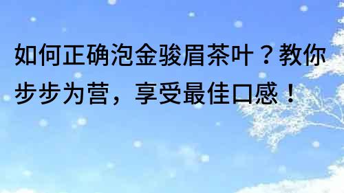 如何正确泡金骏眉茶叶？教你步步为营，享受最佳口感！