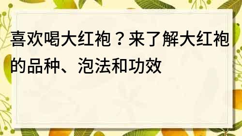 喜欢喝大红袍？来了解大红袍的品种、泡法和功效