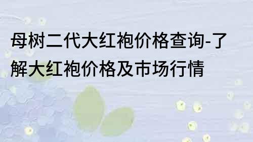 母树二代大红袍价格查询-了解大红袍价格及市场行情