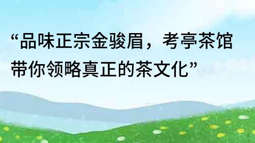 “品味正宗金骏眉，考亭茶馆带你领略真正的茶文化”