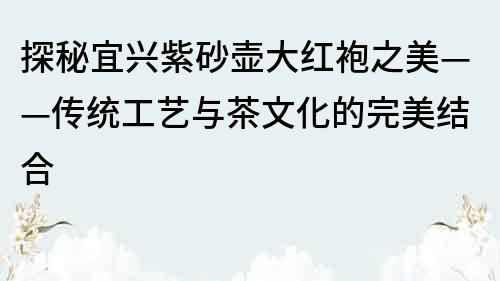 探秘宜兴紫砂壶大红袍之美——传统工艺与茶文化的完美结合