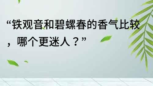 “铁观音和碧螺春的香气比较，哪个更迷人？”