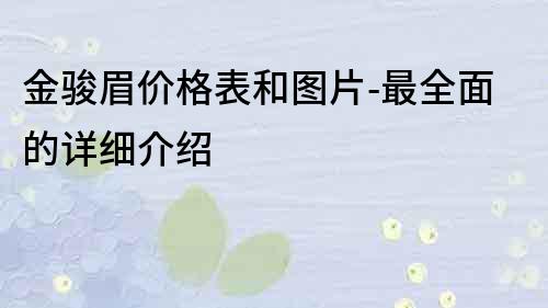 金骏眉价格表和图片-最全面的详细介绍