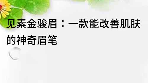 见素金骏眉：一款能改善肌肤的神奇眉笔