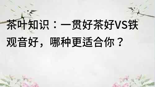 茶叶知识：一贯好茶好VS铁观音好，哪种更适合你？