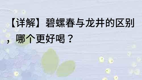 【详解】碧螺春与龙井的区别，哪个更好喝？