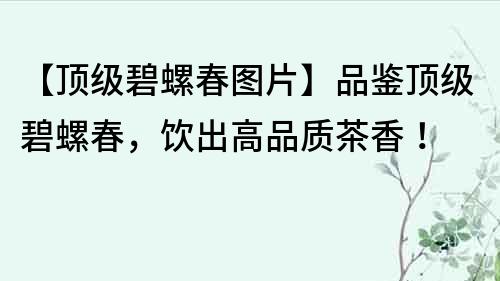 【顶级碧螺春图片】品鉴顶级碧螺春，饮出高品质茶香！