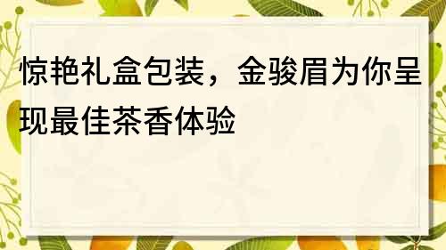 惊艳礼盒包装，金骏眉为你呈现最佳茶香体验