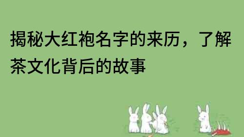 揭秘大红袍名字的来历，了解茶文化背后的故事