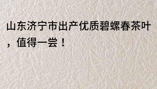 山东济宁市出产优质碧螺春茶叶，值得一尝！