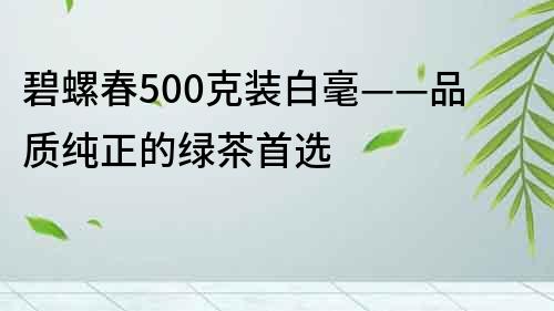 碧螺春500克装白毫——品质纯正的绿茶首选