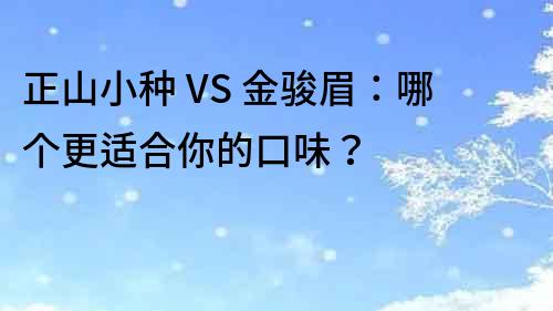 正山小种 VS 金骏眉：哪个更适合你的口味？