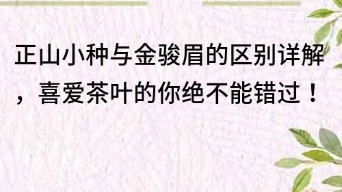 正山小种与金骏眉的区别详解，喜爱茶叶的你绝不能错过！