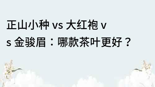 正山小种 vs 大红袍 vs 金骏眉：哪款茶叶更好？