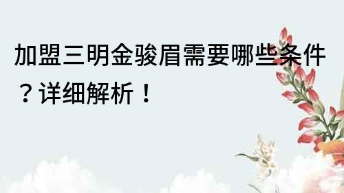 加盟三明金骏眉需要哪些条件？详细解析！