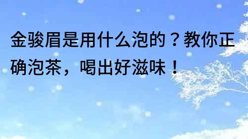 金骏眉是用什么泡的？教你正确泡茶，喝出好滋味！