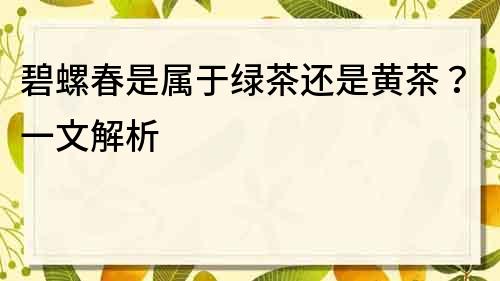 碧螺春是属于绿茶还是黄茶？一文解析