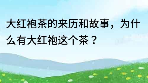 大红袍茶的来历和故事，为什么有大红袍这个茶？