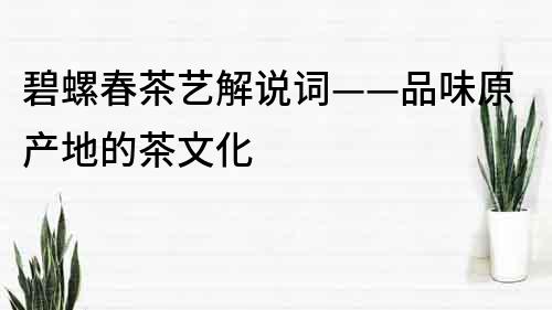 碧螺春茶艺解说词——品味原产地的茶文化