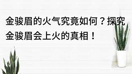 金骏眉的火气究竟如何？探究金骏眉会上火的真相！