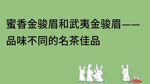 蜜香金骏眉和武夷金骏眉——品味不同的名茶佳品