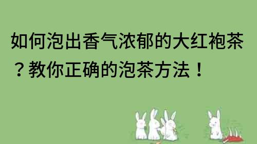 如何泡出香气浓郁的大红袍茶？教你正确的泡茶方法！