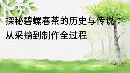 探秘碧螺春茶的历史与传说：从采摘到制作全过程