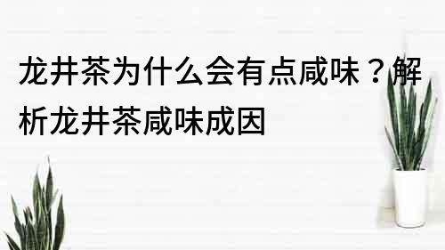 龙井茶为什么会有点咸味？解析龙井茶咸味成因