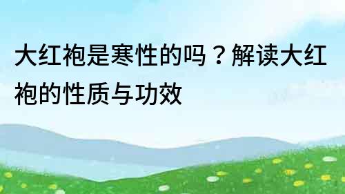 大红袍是寒性的吗？解读大红袍的性质与功效