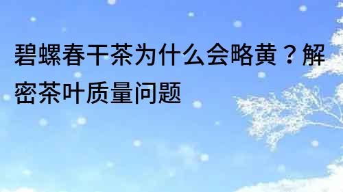 碧螺春干茶为什么会略黄？解密茶叶质量问题