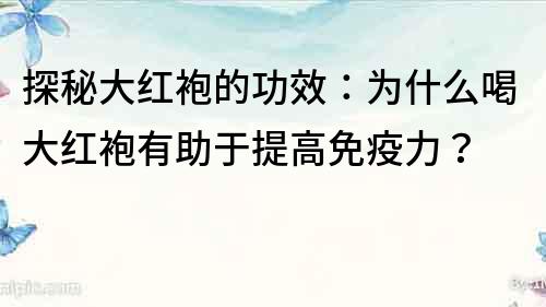 探秘大红袍的功效：为什么喝大红袍有助于提高免疫力？