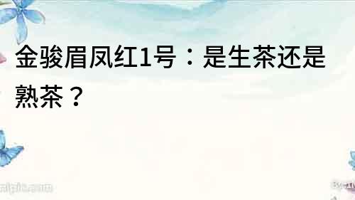 金骏眉凤红1号：是生茶还是熟茶？