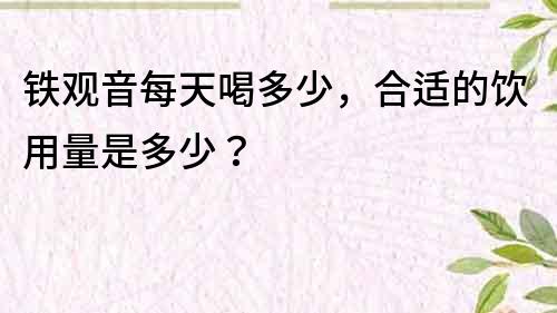 铁观音每天喝多少，合适的饮用量是多少？