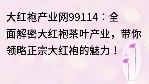 大红袍产业网99114：全面解密大红袍茶叶产业，带你领略正宗大红袍的魅力！