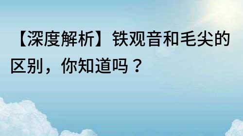 【深度解析】铁观音和毛尖的区别，你知道吗？