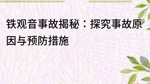 铁观音事故揭秘：探究事故原因与预防措施