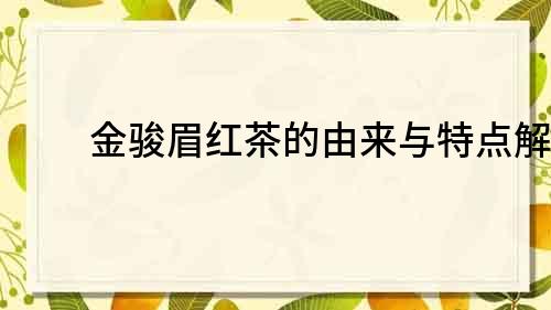 金骏眉红茶的由来与特点解析