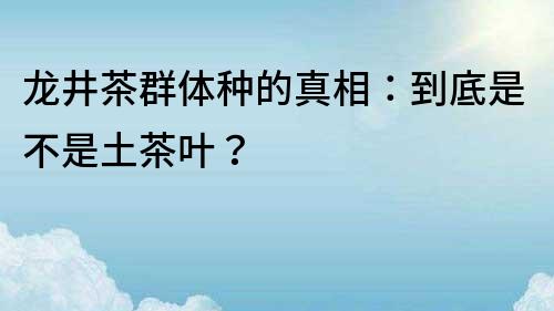 龙井茶群体种的真相：到底是不是土茶叶？