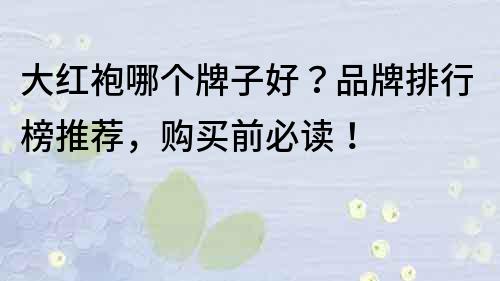 大红袍哪个牌子好？品牌排行榜推荐，购买前必读！