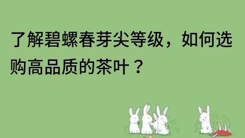 了解碧螺春芽尖等级，如何选购高品质的茶叶？