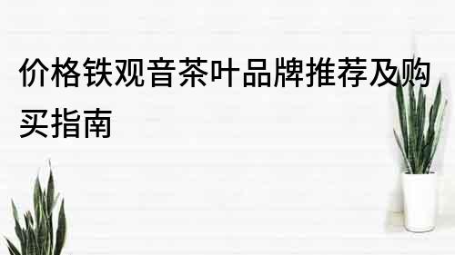 价格铁观音茶叶品牌推荐及购买指南