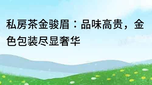 私房茶金骏眉：品味高贵，金色包装尽显奢华