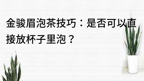 金骏眉泡茶技巧：是否可以直接放杯子里泡？