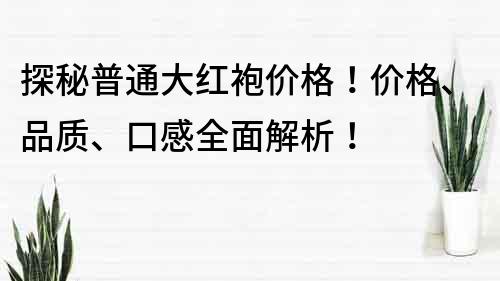 探秘普通大红袍价格！价格、品质、口感全面解析！