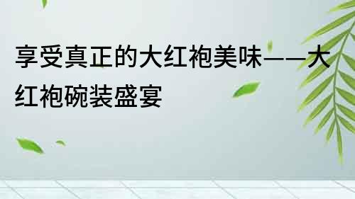 享受真正的大红袍美味——大红袍碗装盛宴