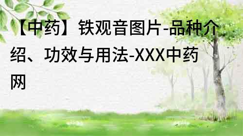 【中药】铁观音图片-品种介绍、功效与用法-XXX中药网